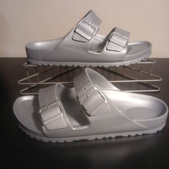 Birkenstock Silver Arizona EVA Sandals US L10/M8 EU 41 Narrow Waterproof Slide - Picture 3 of 8